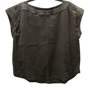 Ann Taylor black linen embroidered top. Size M. NWOT